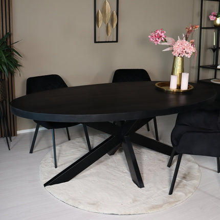 Eettafel James ovaal 200cm zwart mangohout