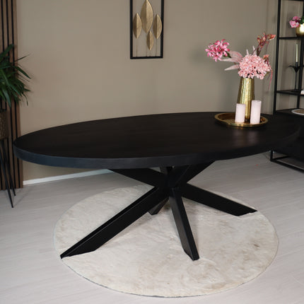 Eettafel James ovaal 200cm zwart mangohout