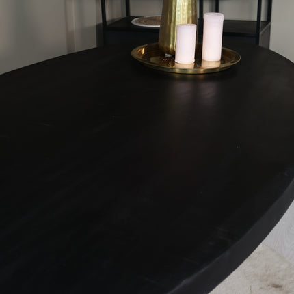 Eettafel James ovaal 200cm zwart mangohout