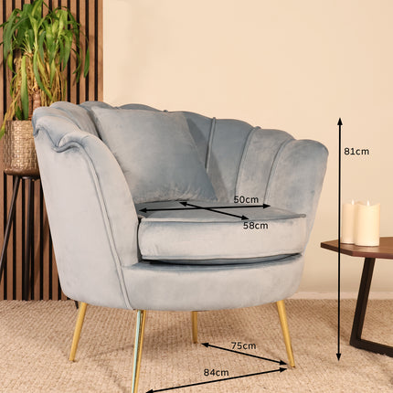 Fauteuil Belle lichtblauw velvet