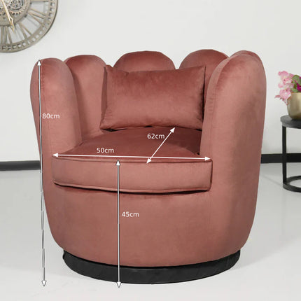 Draaibare fauteuil Daphne oud roze velvet