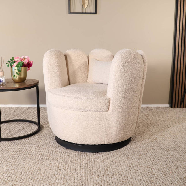 Draaibare fauteuil Daphne beige teddy