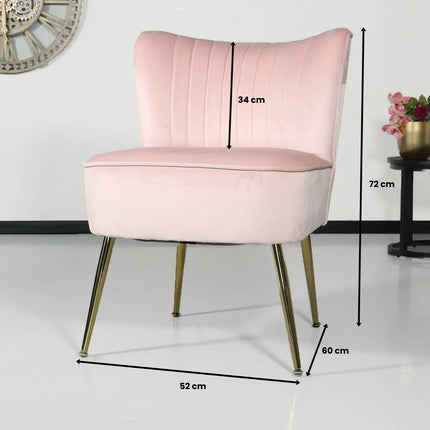 Fauteuil zitbank 1 persoons Rilaan velvet roze stoel