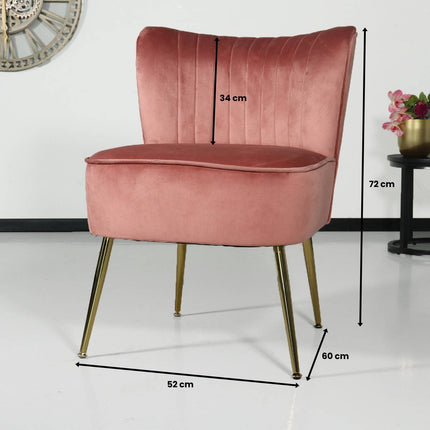 Fauteuil zitbank 1 persoons Rilaan velvet oud roze stoel