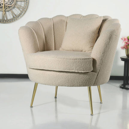 Fauteuil zitbank 1 persoons stoel Belle teddy beige