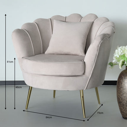 Fauteuil zitbank 1 persoons stoel Belle velvet crème