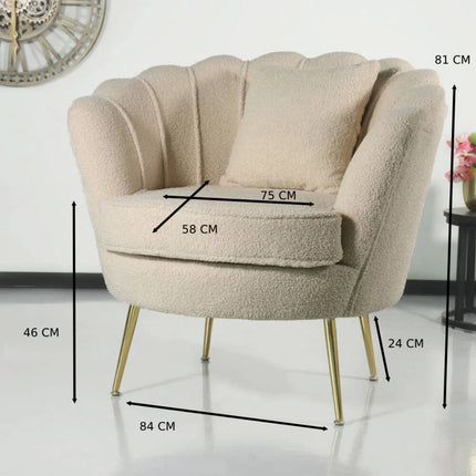 Fauteuil zitbank 1 persoons stoel Belle teddy beige