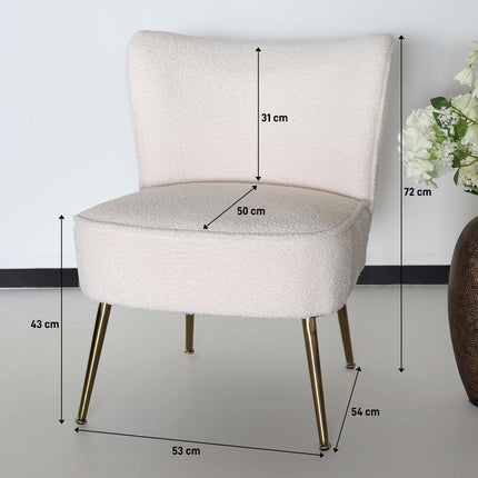 Fauteuil zitbank 1 persoons Teddy wit stoel