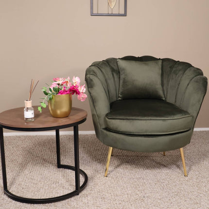 Fauteuil Belle donkergroen velvet