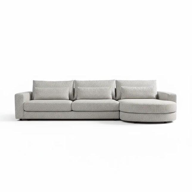 Hoekbank Como lichtgrijs polyester 334cm rechts
