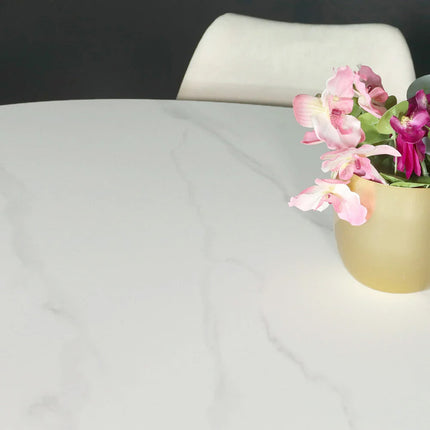 Eettafel marmerlook Figo ovaal 160cm grijs steen