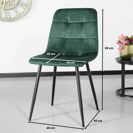 SET DEAL 6 stuks: Eetkamerstoel donkergroen velvet Catoo