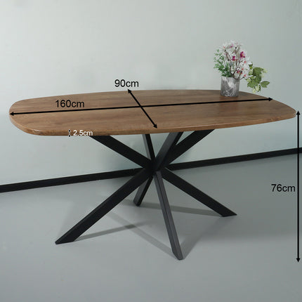 Eettafel Deens ovaal 160cm bruin Hero ovale eettafel