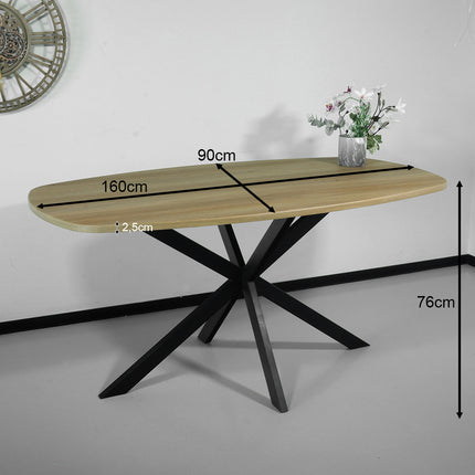 Eettafel Deens ovaal 160cm lichtbruin Hero ovale eettafel