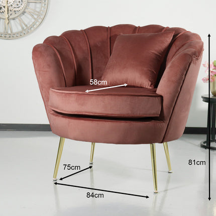 Fauteuil zitbank 1 persoons stoel Belle oud roze bankje