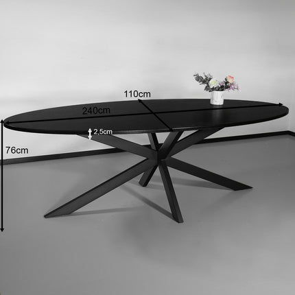 Eettafel ovaal 240cm Rato zwart ovale eettafel