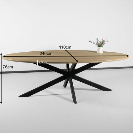 Eettafel ovaal 240cm Rato lichtbruin ovale tafel