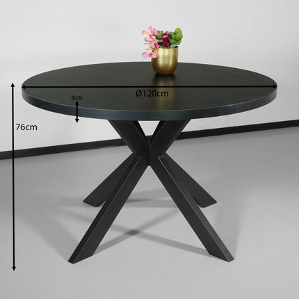 Eettafel rond melamine 120cm Sanne zwart ronde tafel