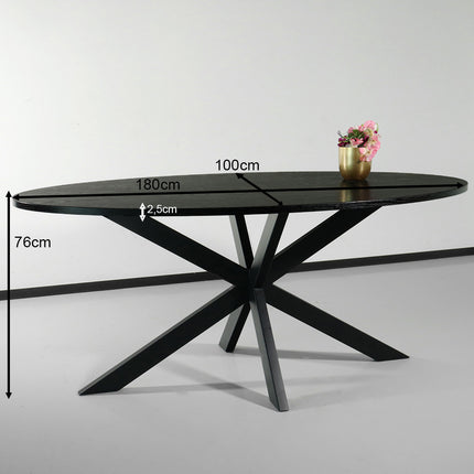 Eettafel ovaal 180cm Rato zwart ovale tafel