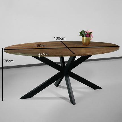 Eettafel ovaal 180cm Rato bruin ovale tafel