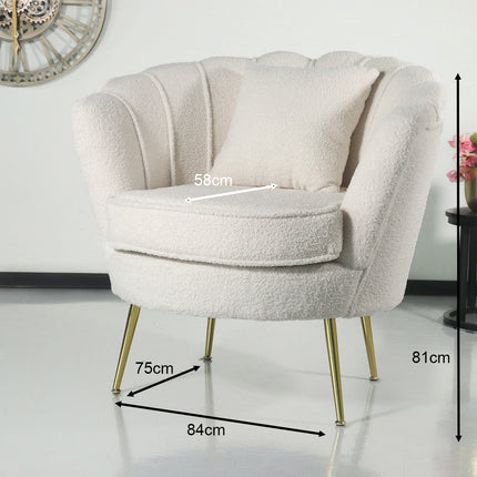 Fauteuil zitbank 1 persoons stoel Belle teddy wit