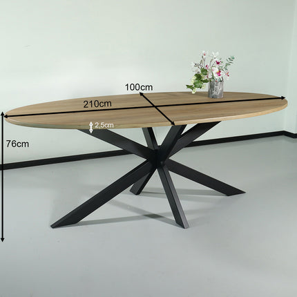 Eettafel Rato ovaal 210cm lichtbruin MDF