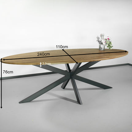 Eettafel ovaal 240cm Rato bruin ovale tafel