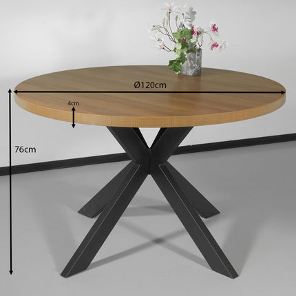 Eettafel rond melamine 120cm Sanne lichtbruin ronde tafel