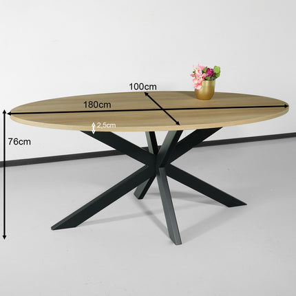 Eettafel ovaal 180cm Rato lichtbruin ovale tafel