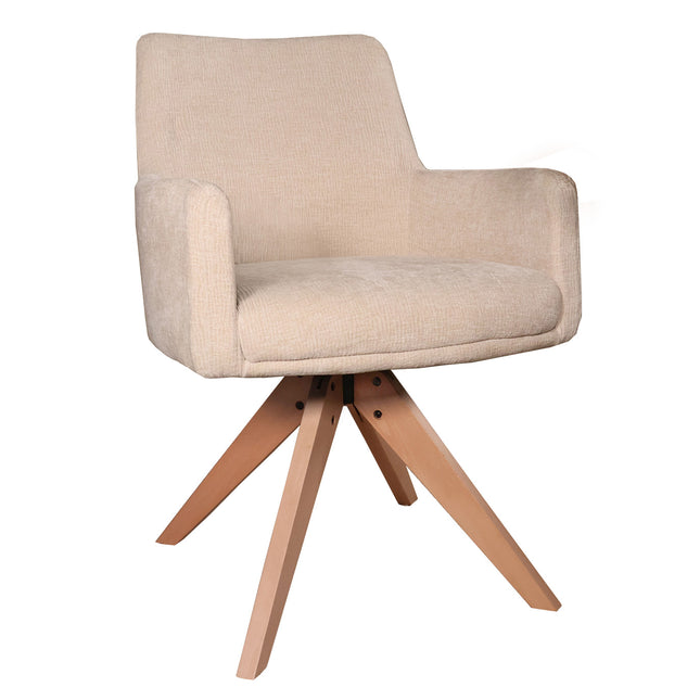 Eetkamerstoel draaibaar beige stof Gemma