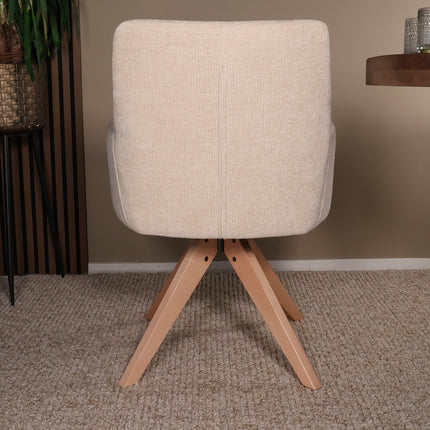 SET DEAL 6 stuks: Eetkamerstoel draaibaar beige stof Gemma