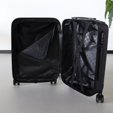 Handbagage koffer 55cm donkerblauw 4 wielen trolley met pin slot reiskoffer