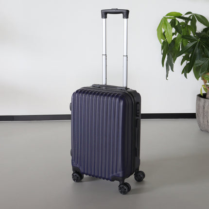 Handbagage koffer 55cm donkerblauw 4 wielen trolley met pin slot reiskoffer