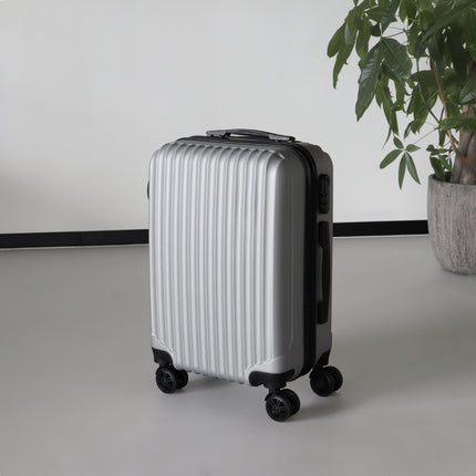 Handbagage koffer 55cm zilver 4 wielen trolley met pin slot reiskoffer