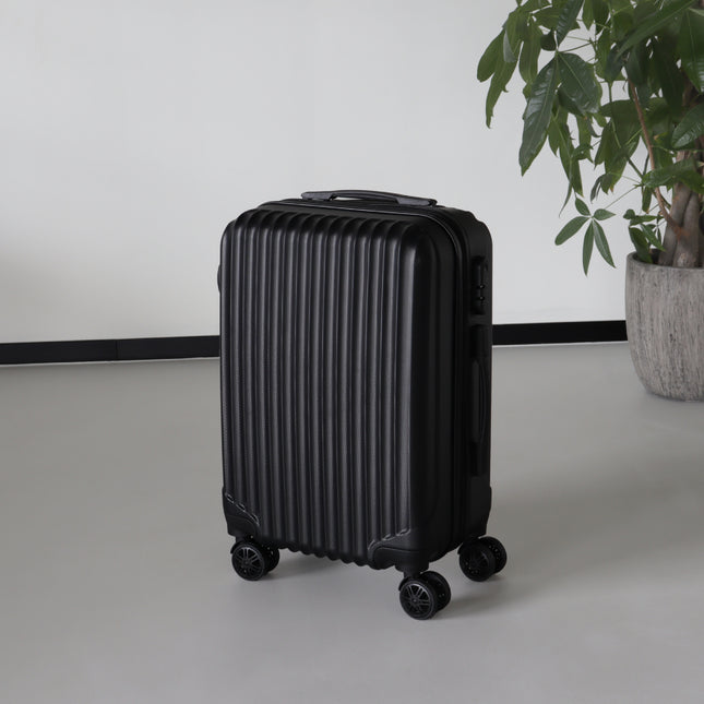 Handbagage koffer 55cm zwart 4 wielen trolley met pin slot reiskoffer