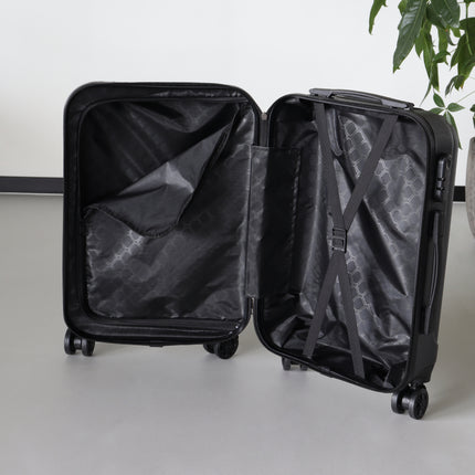 Handbagage koffer 55cm zwart 4 wielen trolley met pin slot reiskoffer