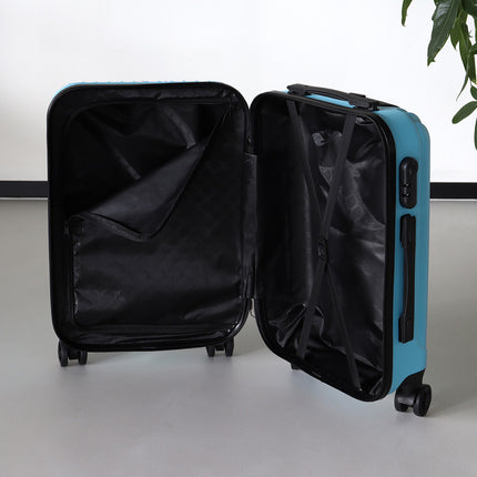 Handbagage koffer 55cm blauw 4 wielen trolley met pin slot reiskoffer