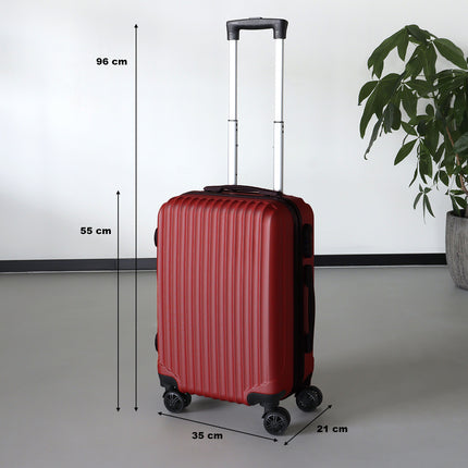 Handbagage koffer 55cm rood 4 wielen trolley met pin slot reiskoffer