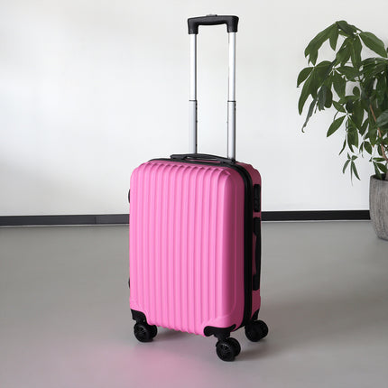 Handbagage koffer 55cm roze 4 wielen trolley met pin slot reiskoffer