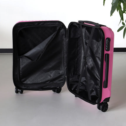 Handbagage koffer 55cm roze 4 wielen trolley met pin slot reiskoffer