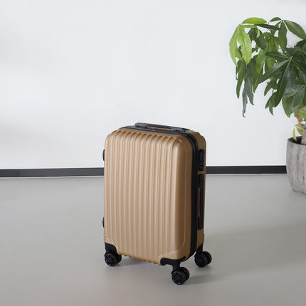 Handbagage koffer 55cm goud 4 wielen trolley met pin slot reiskoffer