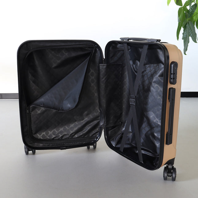 Handbagage koffer 55cm goud 4 wielen trolley met pin slot reiskoffer