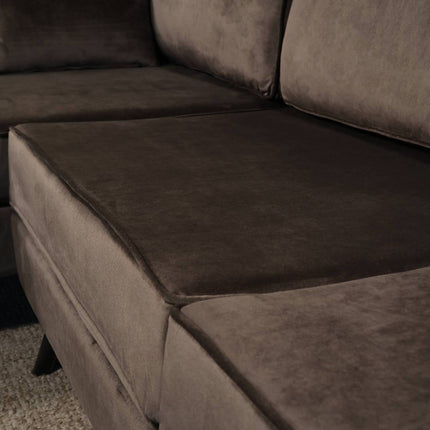 Hoekbank Hilde 270cm donkergrijs velvet links