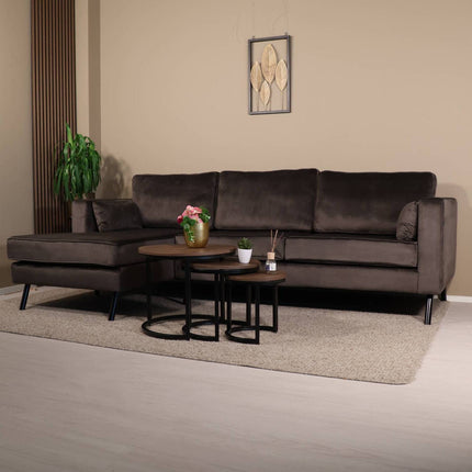 Hoekbank Hilde 270cm donkergrijs velvet links