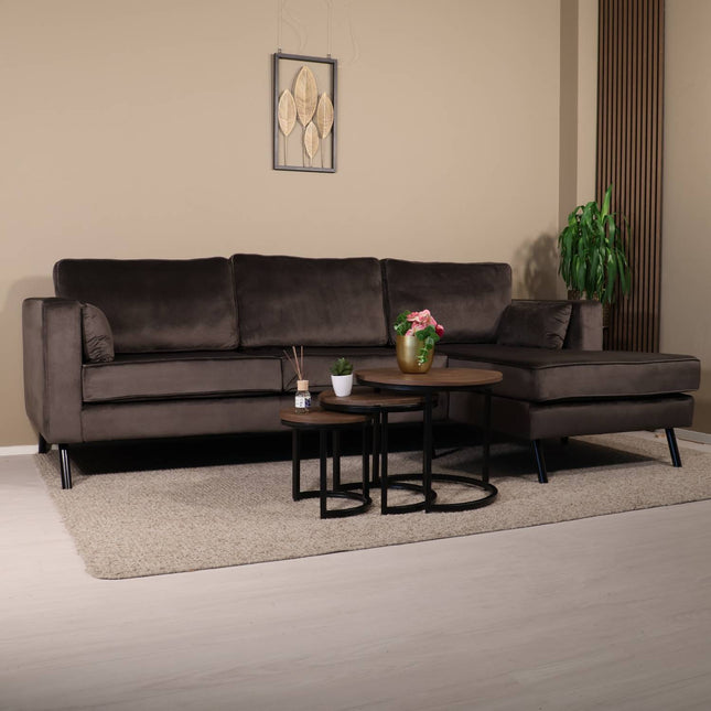 Hoekbank Hilde 270cm donkergrijs velvet rechts