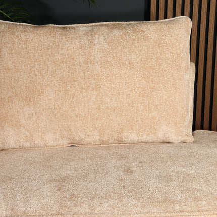 Hoekbank rond Lando 270cm bank met ronding beige chenille bankstel rechts loungebank