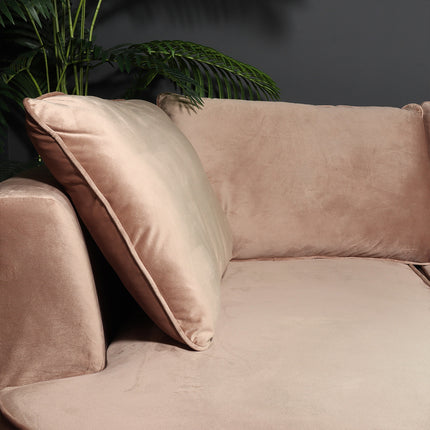 Hoekbank rond Lando 270cm bank met ronding taupe velvet bankstel links loungebank