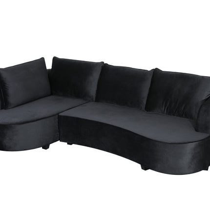 Hoekbank rond Lando 270cm bank met ronding zwart velvet bankstel links loungebank