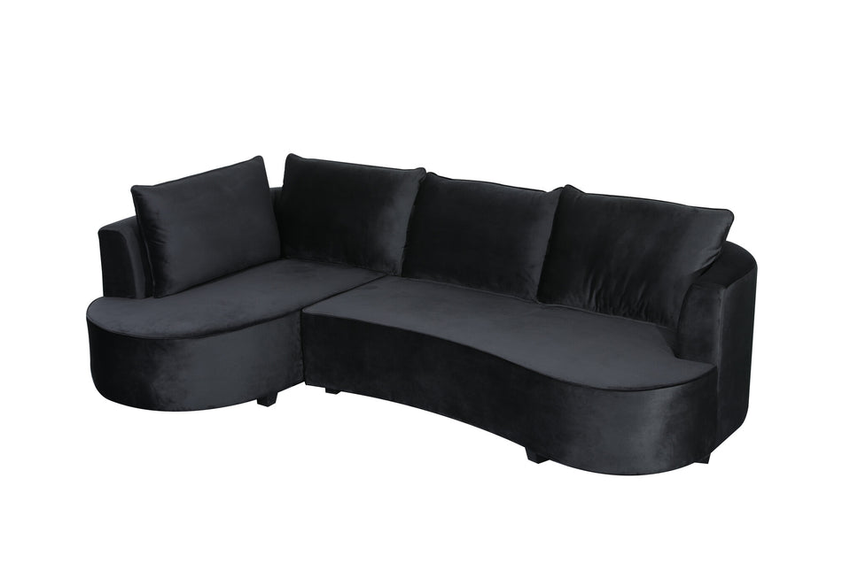 Hoekbank Lando rond zwart velvet 270cm links