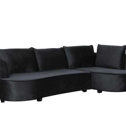 Hoekbank rond Lando 270cm bank met ronding zwart velvet bankstel rechts loungebank